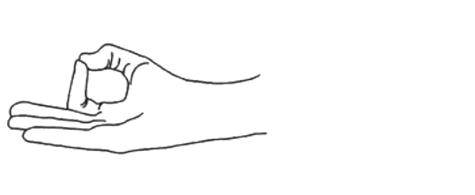 Line drawing of a hand held in chin mudra